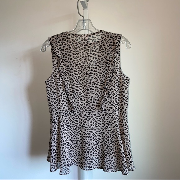 CAbi Cheetah Print Top Sheer Animal Print Chiffon Layered Flutter Tank #3612 - Picture 4 of 9